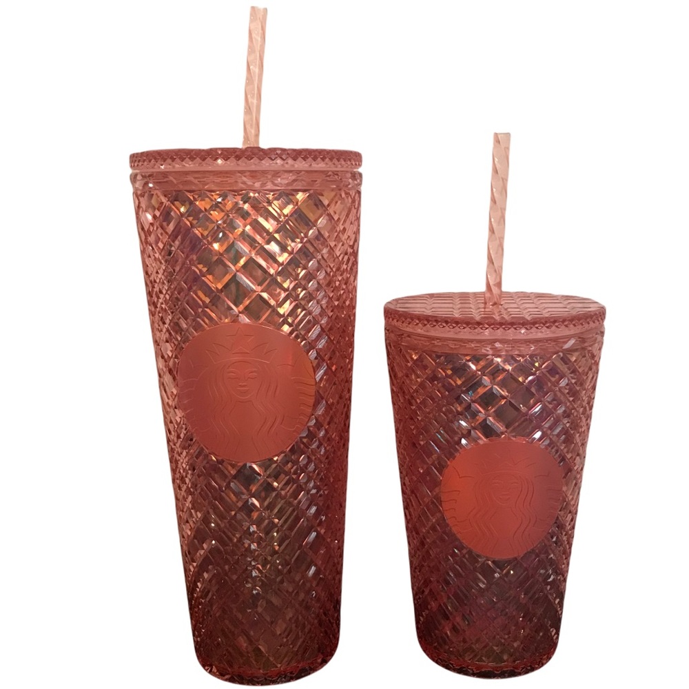 2021 Starbucks Limited Edition Jewel Diamond rose gold Venti Grande Tumbler set